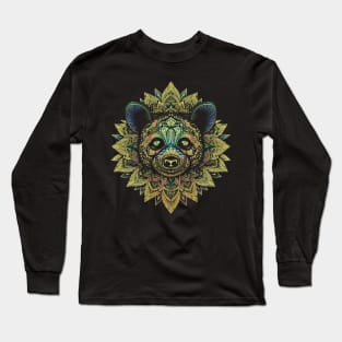 Mandala Panda Bear Illustration - Zen Animal Art Long Sleeve T-Shirt